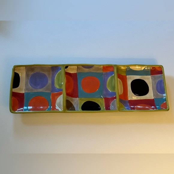 Pier 1 Urban Dots Three-Part Relish Serving Tray | Color: Multi | Size: OS - Picture 5 of 12